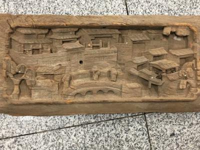 風(fēng)化木雕刻「山水風(fēng)光」老件