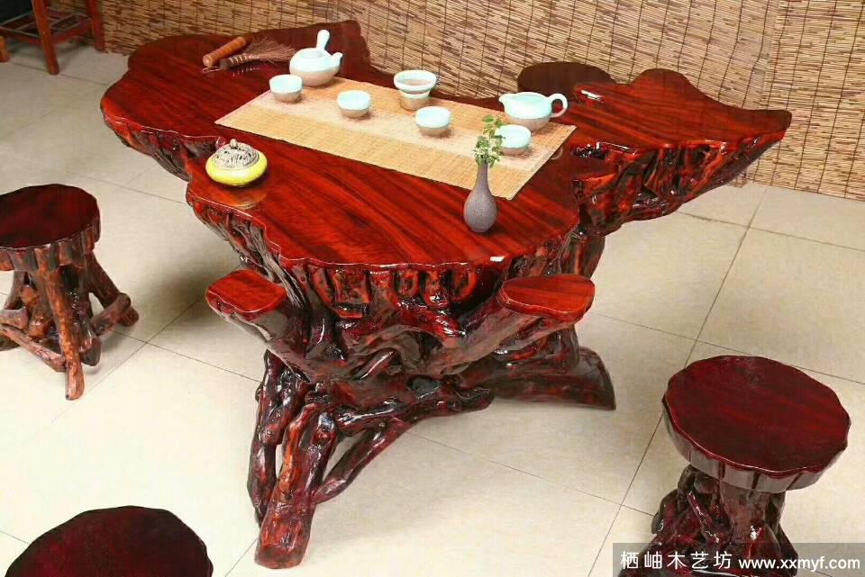 根雕中国地图茶桌