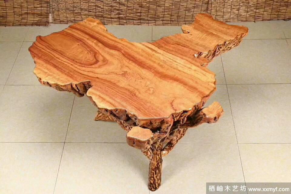 根雕中国地图茶桌