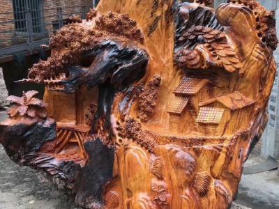 老挝黄花梨「山中别院」精品木雕收藏摆件
