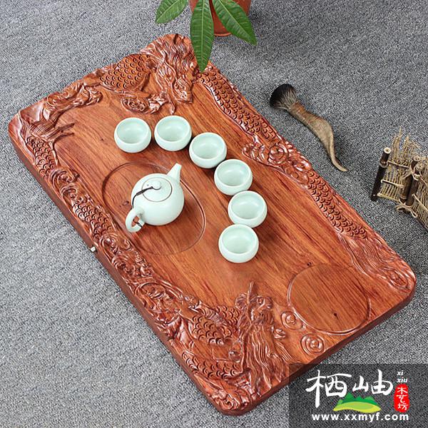 花梨木雕刻茶盘