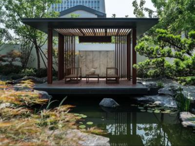 新中式风格别墅庭院花园的景观设计